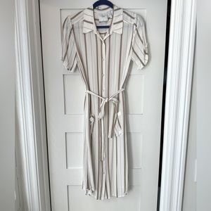 L’ Academie Los Angeles Cream Striped Shirt Dress • Medium